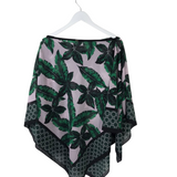 ST JOHN NWT$295 PONCHO LEAF DESIGNER TOP PURPLE GREEN M/L