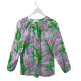 LILLY PULITZER FLORAL LONG SLEEVE DESIGNER DRESS WHITE GREEN SMALL
