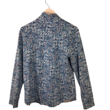LILLY PULITZER FLORAL ZIP LONG SLEEVE DESIGNER JACKET BLUE WHITE MEDIUM