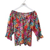 COCO+JASE FLORAL 3/4 SLEEVE TOP MULTI SMALL