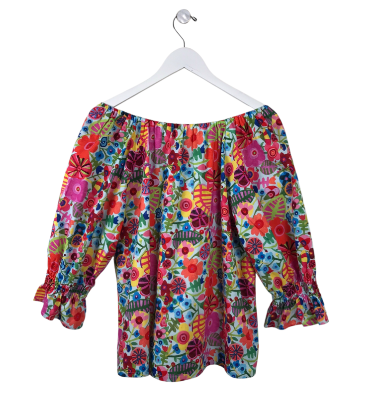 COCO+JASE FLORAL 3/4 SLEEVE TOP MULTI SMALL