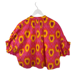 IVY JANE PRINT PONCHO STYLE BLOUSE PINK YELLOW XSMALL