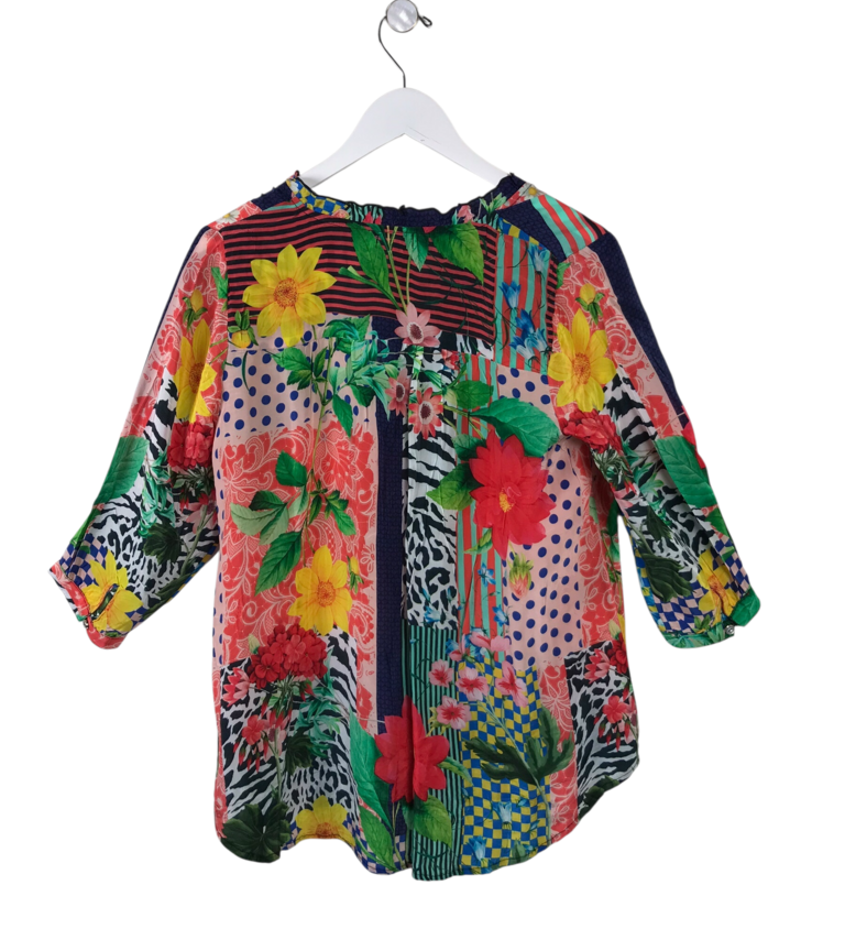 SHANA FLORAL 3/4 SLEEVE TOP MULTI SMALL