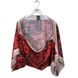 VINCE CAMUTO ANIMAL PRINT SCARF-STYLE CARDIGAN RED BLACK OS