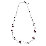 LOFT 2 TIER BEADED NECKLACE CHROME RED