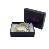 JEWEL CIRCLE/BAR CLASP CHAINLINK BRACELET GOLD