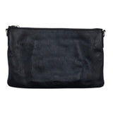 FOSSIL LEATHER ZIP CLUTCH HANDBAG BLACK 11x6.5x1