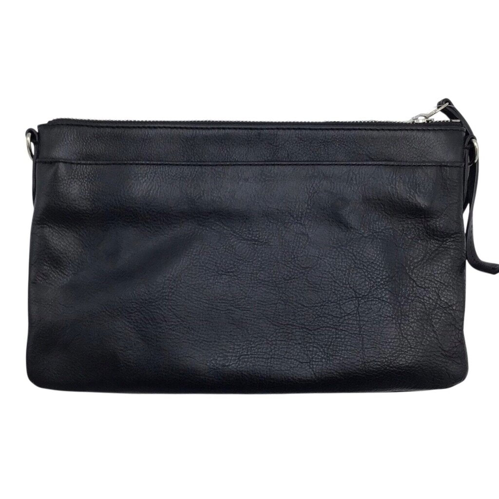 FOSSIL LEATHER ZIP CLUTCH HANDBAG BLACK 11x6.5x1