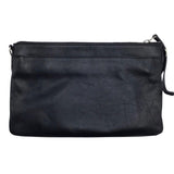 FOSSIL LEATHER ZIP CLUTCH HANDBAG BLACK 11x6.5x1