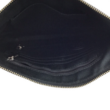 FOSSIL LEATHER ZIP CLUTCH HANDBAG BLACK 11x6.5x1