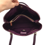 FERRAGAMO PATENT/NYLON SHOULDER LUXE HANDBAG PLUM 13L x 9H x 5W