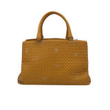 BOTTEGA VENETA INTRECCIATO WOVEN NAPPA LEATHER LUXE HANDBAG YELLOW 13L x 9H x 8.5H