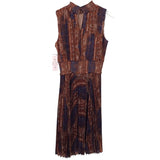 NANETTE BY NANETTE LEPORE NWT$148 PYTHON ACCODION PLEATED SLEEVELESS DRESS RUST BLUE 8