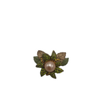 ST JOHN LEAVES BROOCH W/BAG JEWELRY PINK GREEN