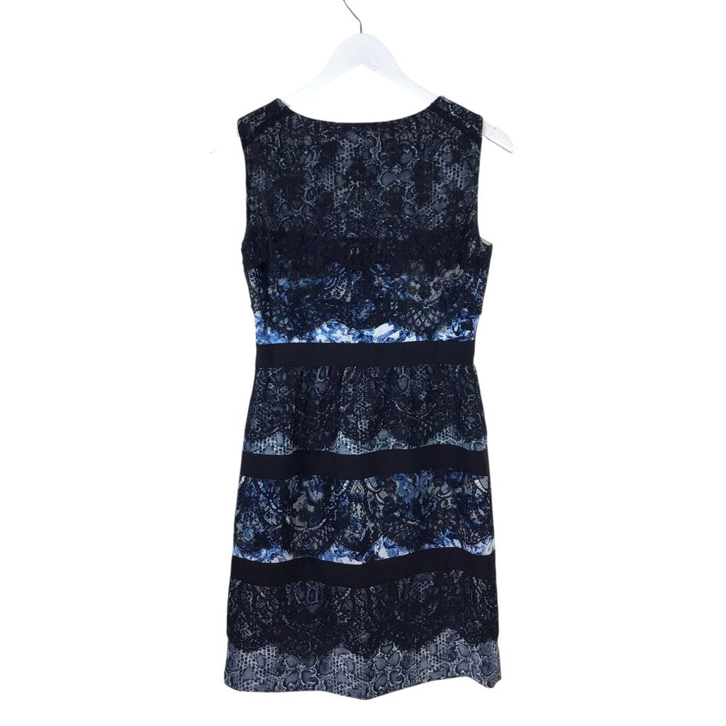BCBGMAXAZRIA LACE SLEEVELESS DESIGNER DRESS BLACK BLUE 4