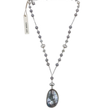 CHAN LUU BEADED PENDANT NECKLACE WHITE GRAY