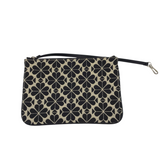 RET$398 2PC JACQUARD FLORAL TOTE HANDBAG BLACK TAN