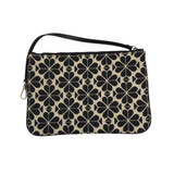 KATE SPADE RET$398 2PC JACQUARD FLORAL TOTE HANDBAG BLACK TAN