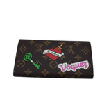 LOUIS VUITTON 2018 SARAH TRAVEL STICKERS LUXE WALLET BROWN 7.5x4x1