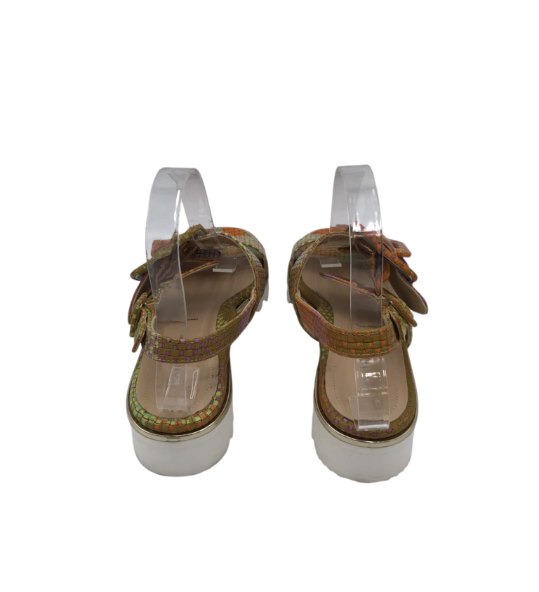 RON WHITE RET$545 SANDAL BUCKLE SHOES TAN MULTI 39