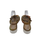 RON WHITE RET$545 SANDAL BUCKLE SHOES TAN MULTI 39
