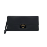 FERRAGAMO FLAT CLUTCH LUXE HANDBAG BLACK 14x7x1