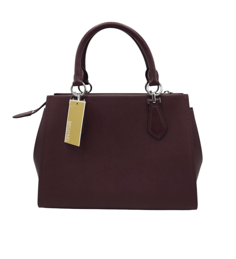 MICHAEL MICHAEL KORS NWT$298 SAFFINO LEATHER SATCHEL HANDBAG MAROON 11L x 8H x 5W