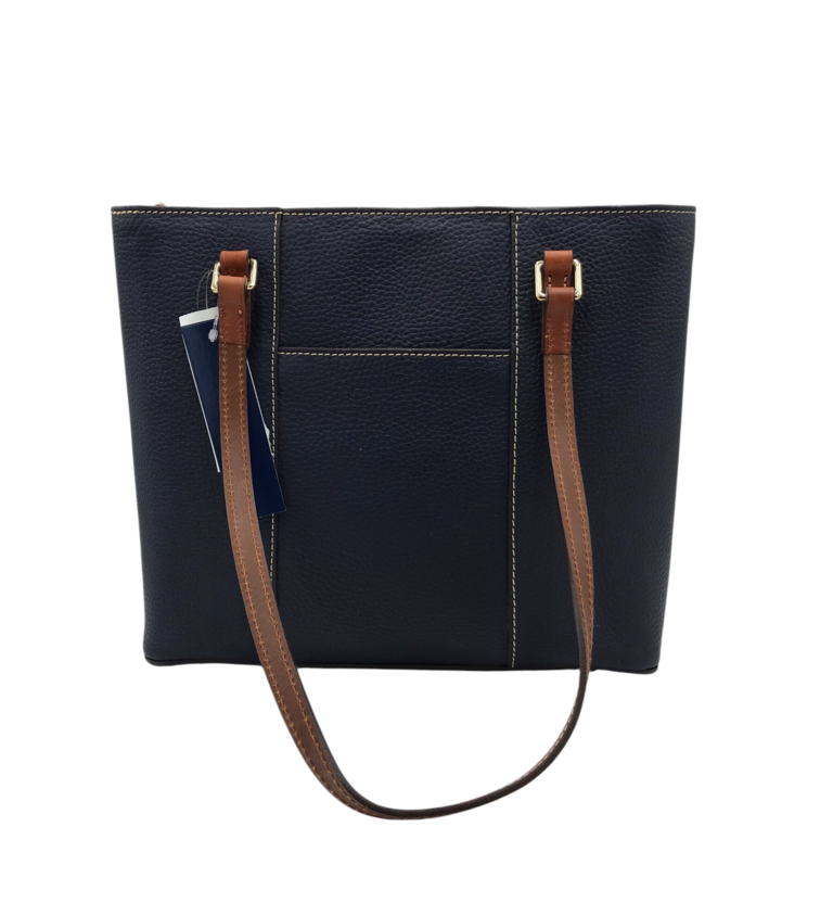 DOONEY & BOURKE NWT$328 PEBBLE LEATHER TOTE HANDBAG NAVY BROWN 11.5L x 10H x 3W
