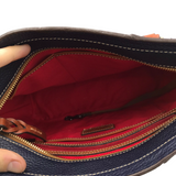 DOONEY & BOURKE NWT$328 PEBBLE LEATHER TOTE HANDBAG NAVY BROWN 11.5L x 10H x 3W