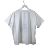 QUEEN OF SPARKLES SEQUIN SHORT SLEEVE DESIGNER TOP WHITE GREEN LARGE