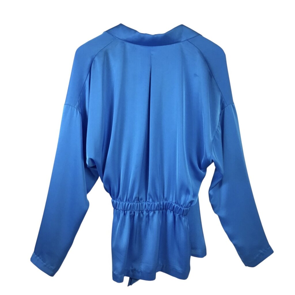 RAMY BROOK NWT$385 LONG SLEEVE DESIGNER BLOUSE AQUA MEDIUM