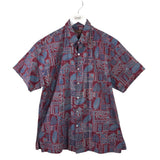TORI RICHARD PRINT SHORT SLEEVE MEN SHIRT MAROON BLUE SMALL