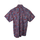 TORI RICHARD PRINT SHORT SLEEVE MEN SHIRT MAROON BLUE SMALL