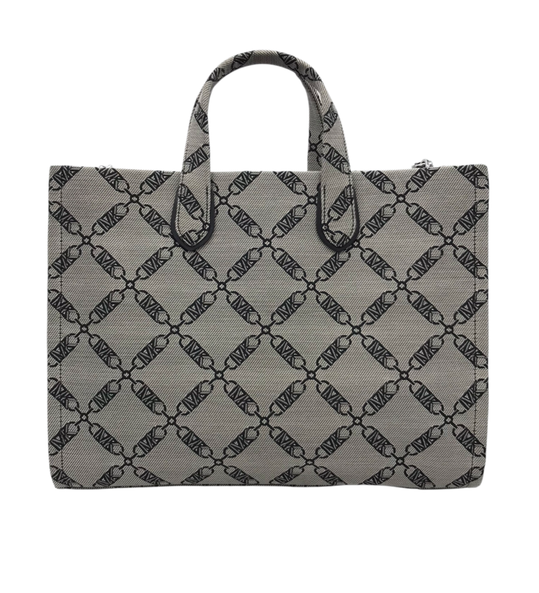 MICHAEL MICHAEL KORS NWT$358 LARGE CANVAS TOTE HANDBAG GRAY BLACK