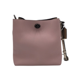 COACH "CHARLIE" PEBBLED LEATHER BUCKET HANDBAG PINK BEIGE