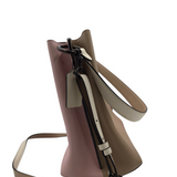 COACH "CHARLIE" PEBBLED LEATHER BUCKET HANDBAG PINK BEIGE