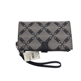 MICHAEL KORS NWT$128 CANVAS WRISTLET WALLET BLACK GRAY+