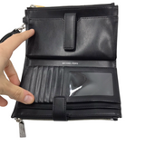 MICHAEL KORS NWT$128 CANVAS WRISTLET WALLET BLACK GRAY+