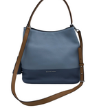 MICHAEL KORS PEBBLE LEATHER SHOULDER HANDBAG BLUE BROWN