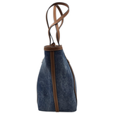 GUESS RET$229 DENIM TOTE HANDBAG BLUE BROWN