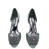 AUDREY BROOKE HEEL PUMP RHINESTONE BROOCH SHOES MINT 7.5W