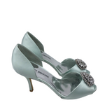 AUDREY BROOKE HEEL PUMP RHINESTONE BROOCH SHOES MINT 7.5W
