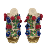 TORY BURCH HEEL POMP POMPS MULE DESIGNER SHOES RED BLUE 8M