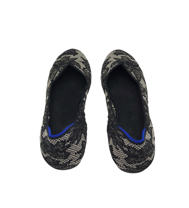 ROTHY’S BALLET FLAT SHOES BLACK SILVER 8