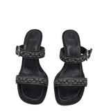 COACH MONOGRAM HEEL SANDAL SHOES BLACK GREY 5B