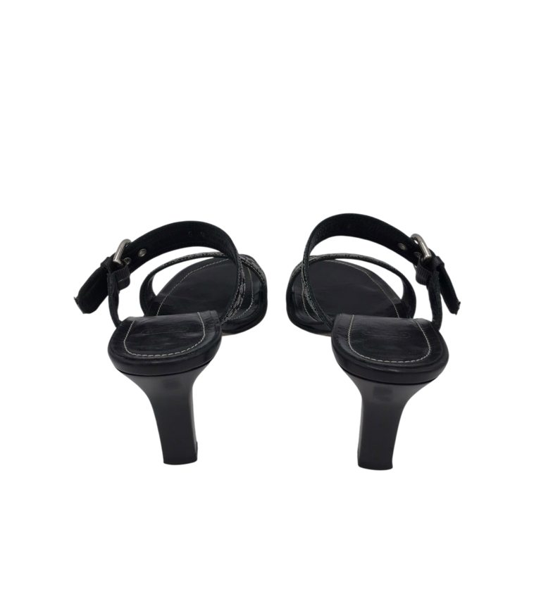 COACH MONOGRAM HEEL SANDAL SHOES BLACK GREY 5B