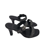 COACH MONOGRAM HEEL SANDAL SHOES BLACK GREY 5B