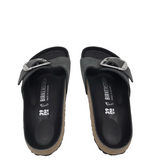 BIRKENSTOCK RET$155 LEATHER BUCKLE SLIDE SHOES BLACK 8