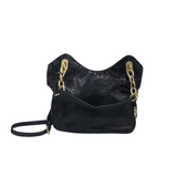 MICHAEL MICHAEL KORS PATENT LEATHER HOBO HANDBAG BLACK GOLD