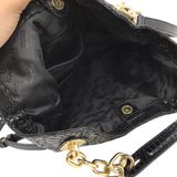 MICHAEL MICHAEL KORS PATENT LEATHER HOBO HANDBAG BLACK GOLD